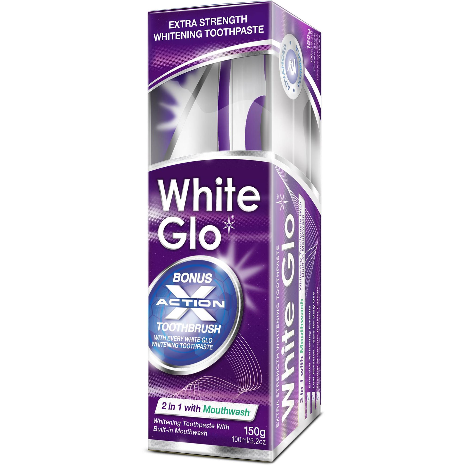 WHITE GLO 2 in 1 szájvízzel 100 ml + kefe + fogkefe (9319871000646)-0